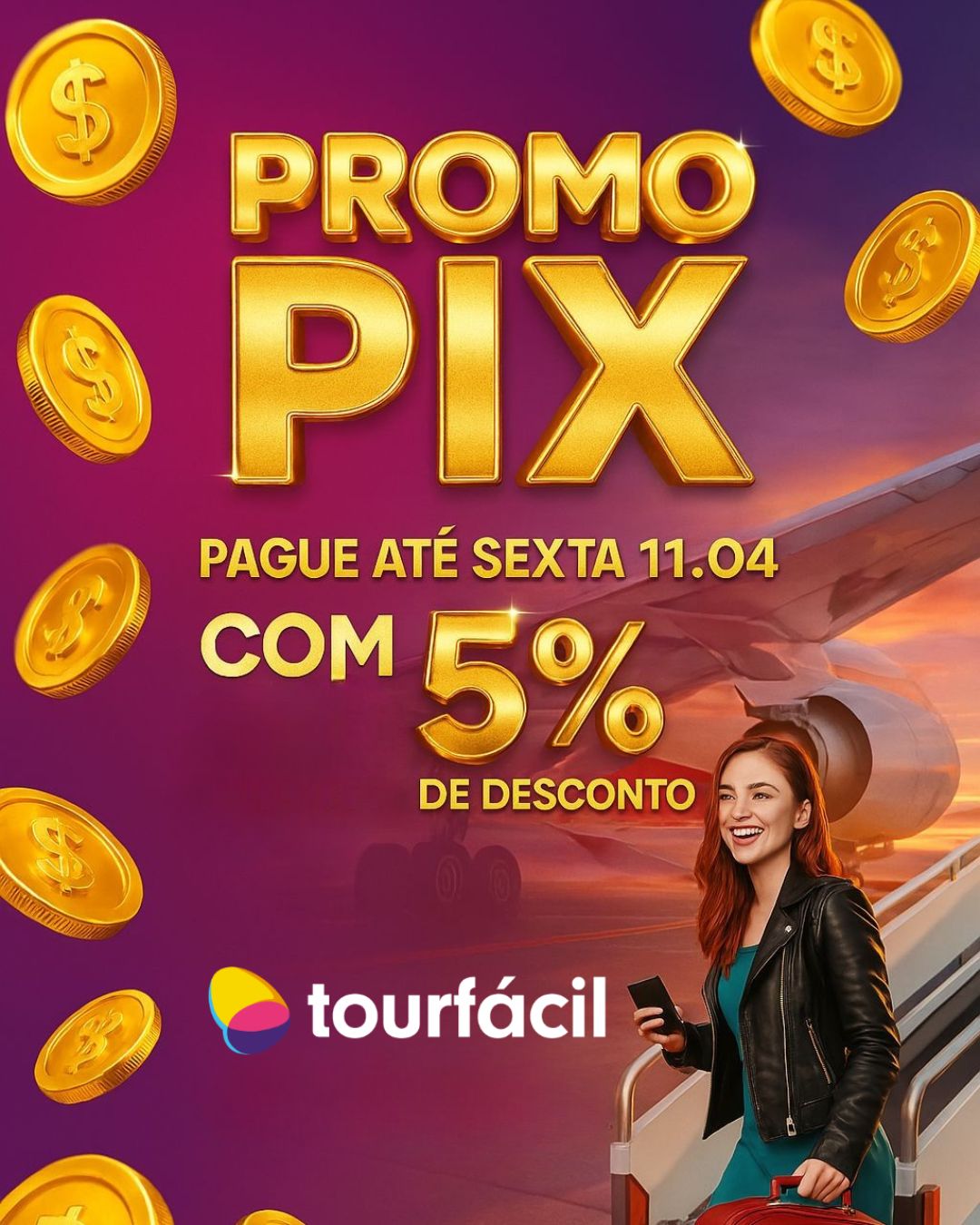 Promo Pix TourFácil - compre suas experiências turísticas com desconto